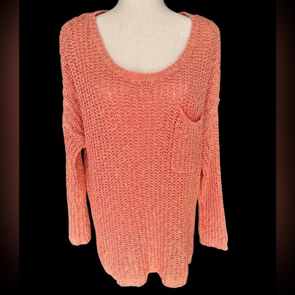Free People Orange Coral Knit Sweater Small - Picture 1 of 4
